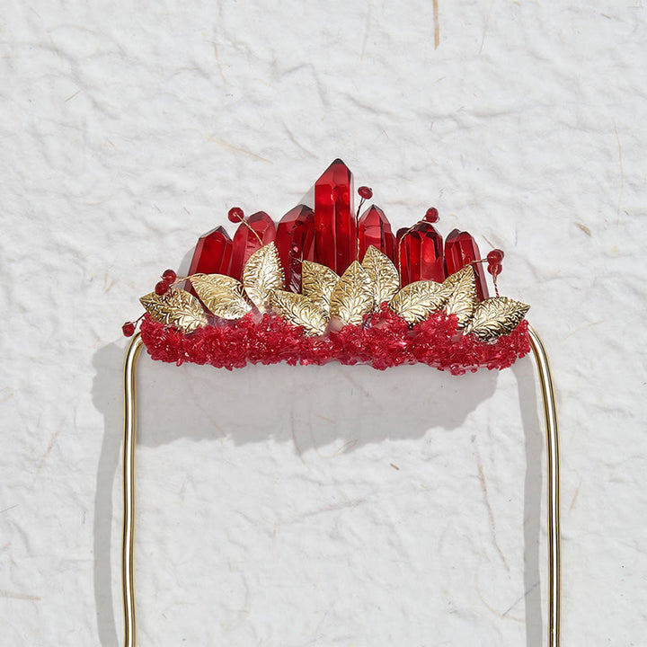 Handcrafted Natural Crystal Crown Pocket Square Brooch - image 11