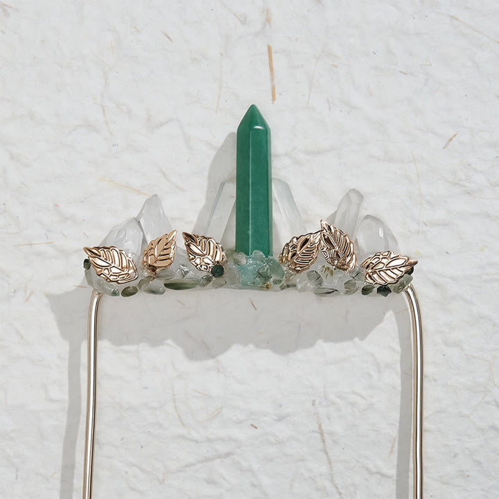 Handcrafted Natural Crystal Crown Pocket Square Brooch - image 13