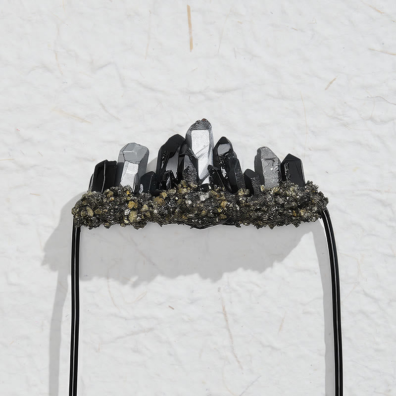 Handcrafted Natural Crystal Crown Pocket Square Brooch - image 17