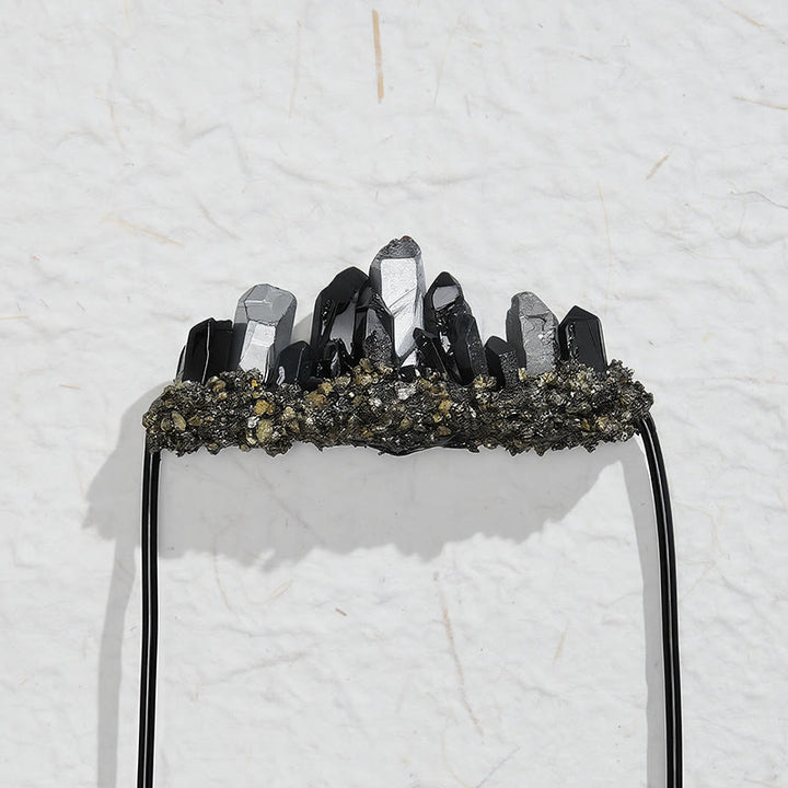 Handcrafted Natural Crystal Crown Pocket Square Brooch - image 17