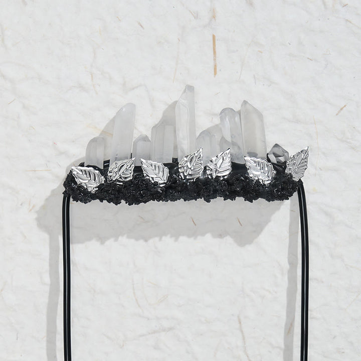 Handcrafted Natural Crystal Crown Pocket Square Brooch - image 27