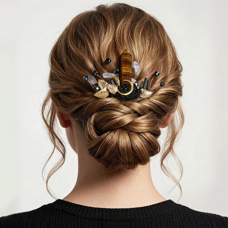 Women's Enchanted Real Crystal Leaf Detailed Hair Comb - Brown - image 12