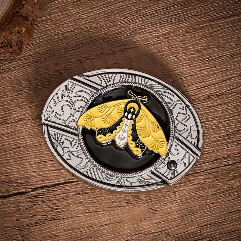 Yellow Moth Enamel DIY Hidden Folding Knife Buckle Leather Belt - image 9