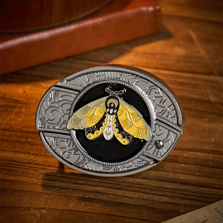 Yellow Moth Enamel DIY Hidden Folding Knife Buckle Leather Belt - Yellow Moth - Without Belt - Not Included Belt - image 0