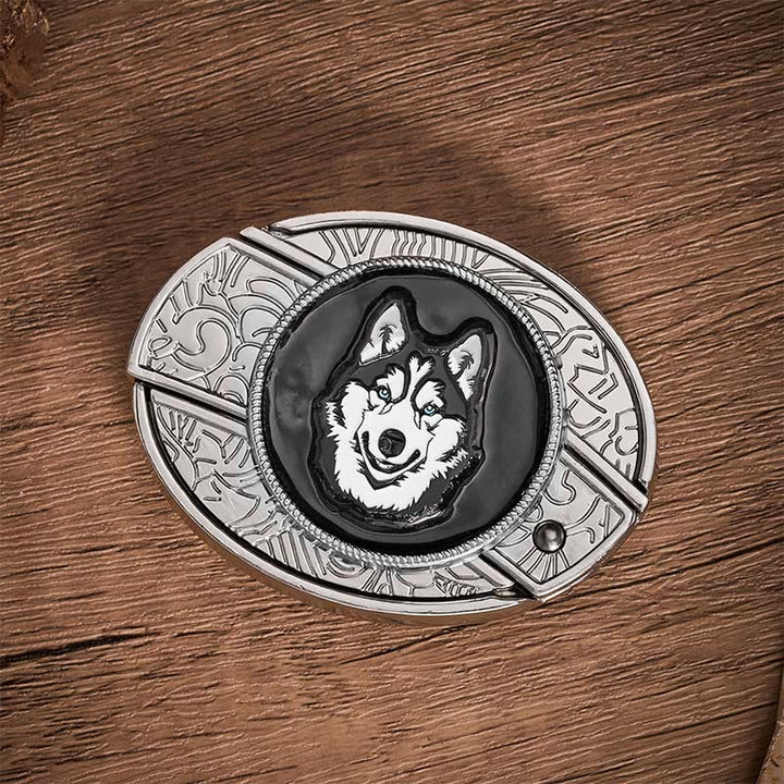 Blue-Eyed Husky DIY Hidden Folding Knife Buckle Leather Belt - image 10