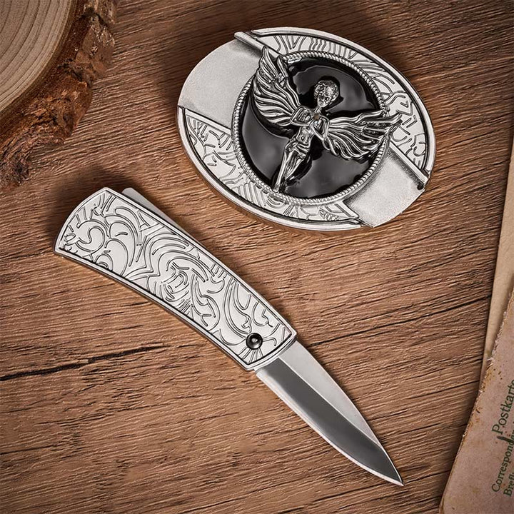 Fallen Angel DIY Hidden Folding Knife Buckle Leather Belt - image 1