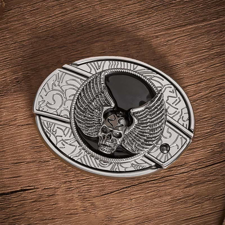 Winged Skull Biker DIY Hidden Folding Knife Buckle Leather Belt - image 10