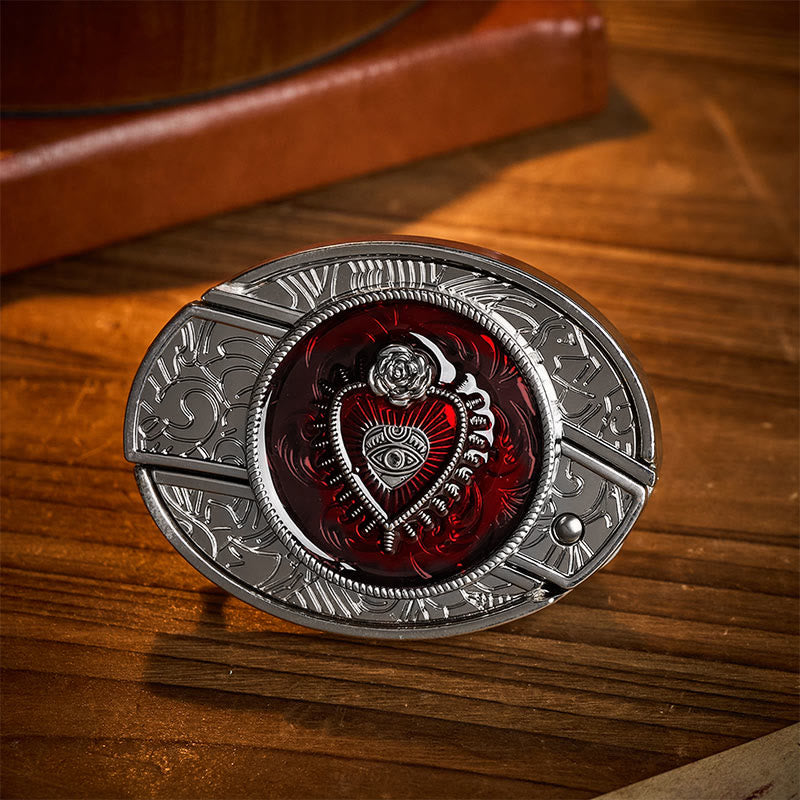 Crimson Sacred Heart DIY Hidden Folding Knife Buckle Leather Belt - Crimson Heart - Without Belt - Not Included Belt - image 0