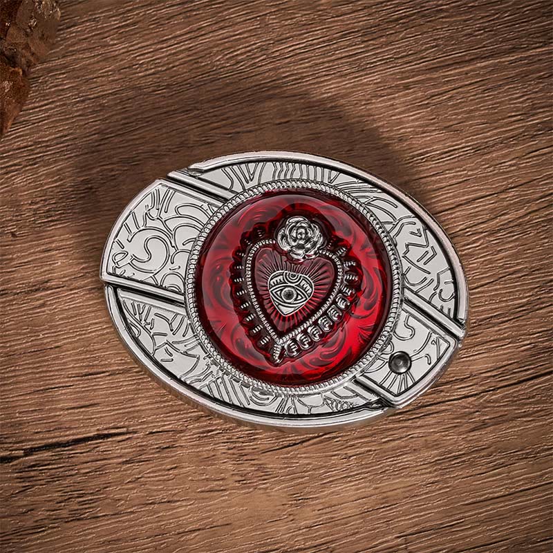 Crimson Sacred Heart DIY Hidden Folding Knife Buckle Leather Belt - image 9