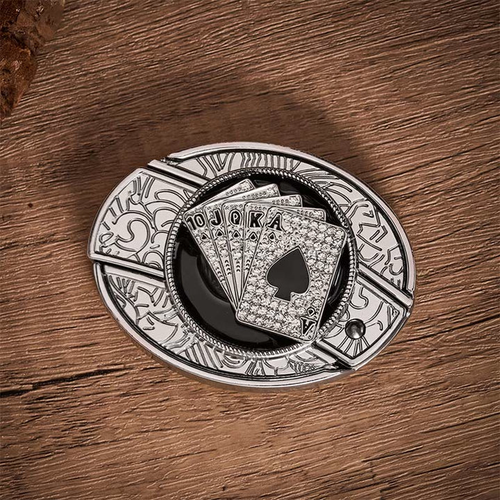 Shiny Royal Flush Spades DIY Hidden Folding Knife Buckle Leather Belt - image 9