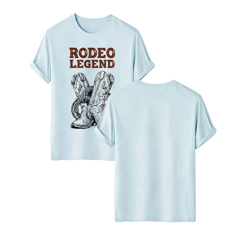 Rodeo Legend Cowboy Boots & Cactus Print Crew Neck T-shirt - Blue - 2XL - image 11