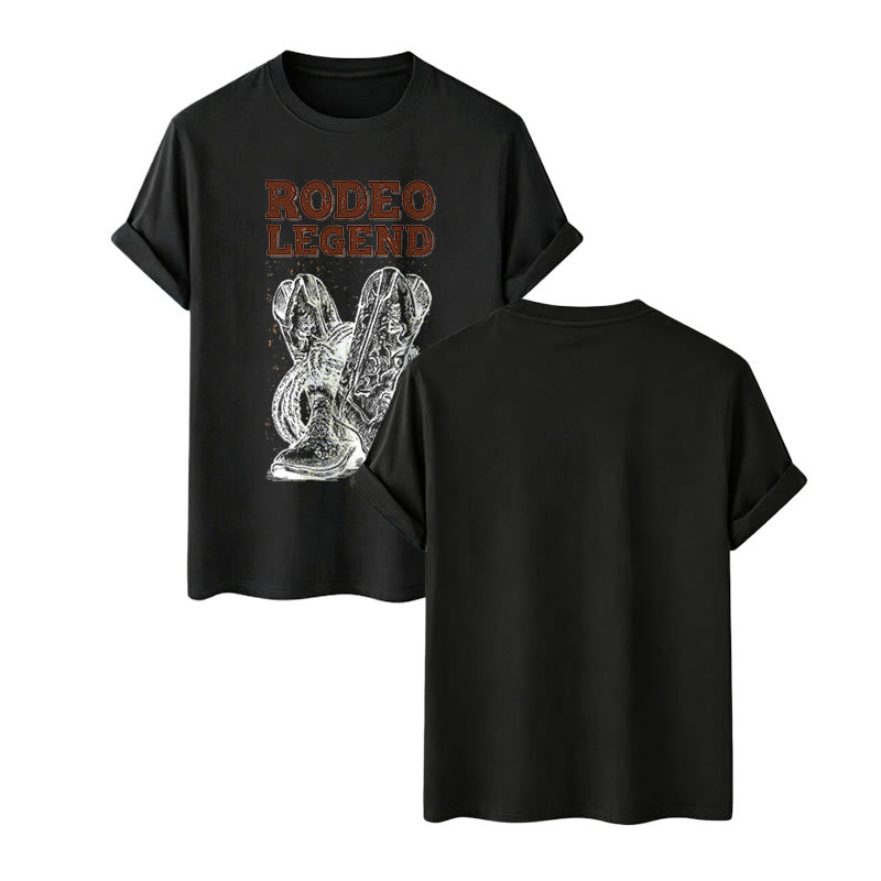Rodeo Legend Cowboy Boots & Cactus Print Crew Neck T-shirt - Black - 2XL - image 7