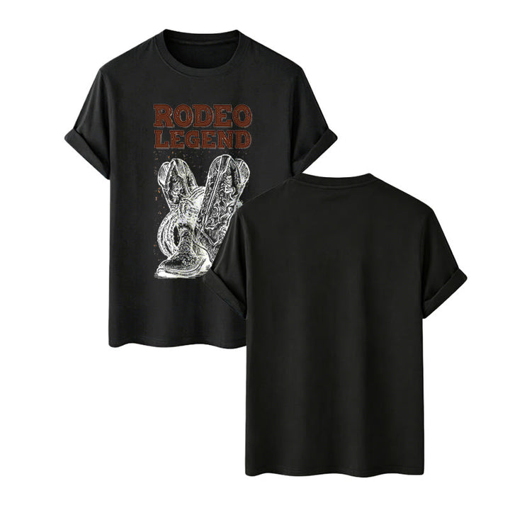Rodeo Legend Cowboy Boots & Cactus Print Crew Neck T-shirt - Black - 2XL - image 7