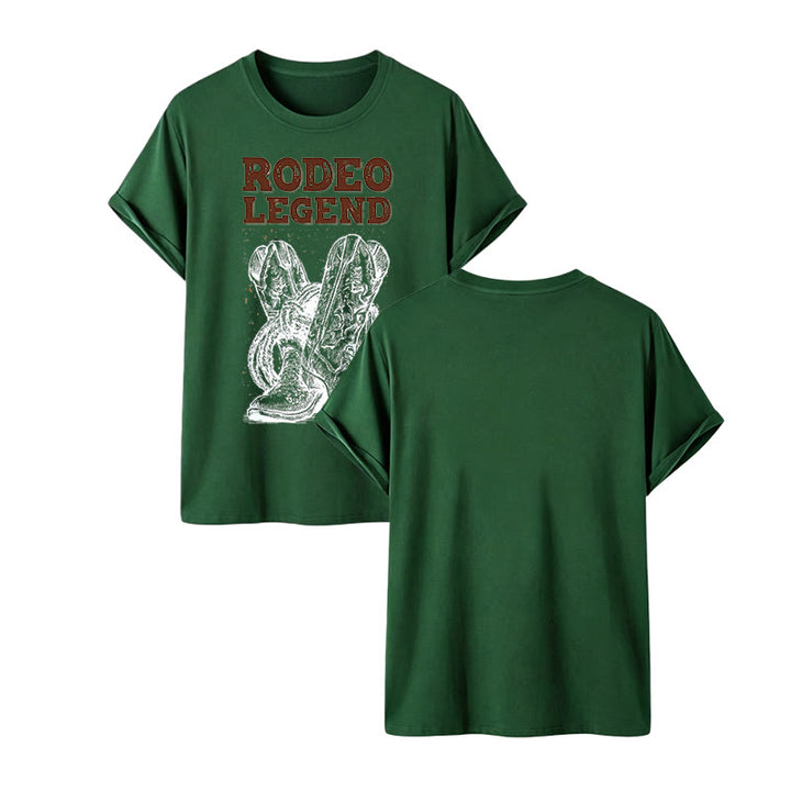 Rodeo Legend Cowboy Boots & Cactus Print Crew Neck T-shirt - Dark Green - 2XL - image 13