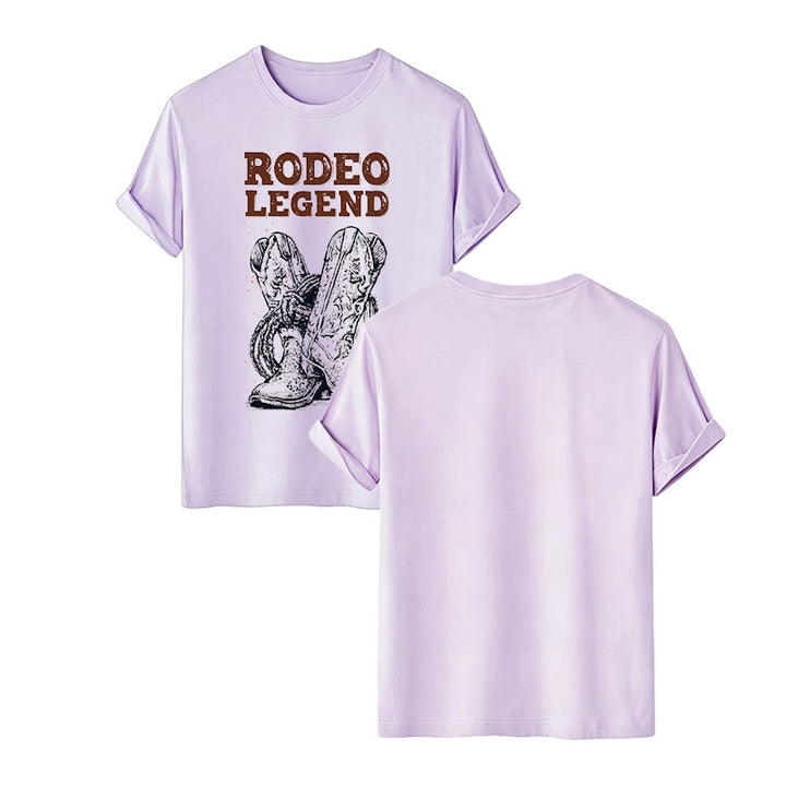 Rodeo Legend Cowboy Boots & Cactus Print Crew Neck T-shirt - Violet - 2XL - image 14