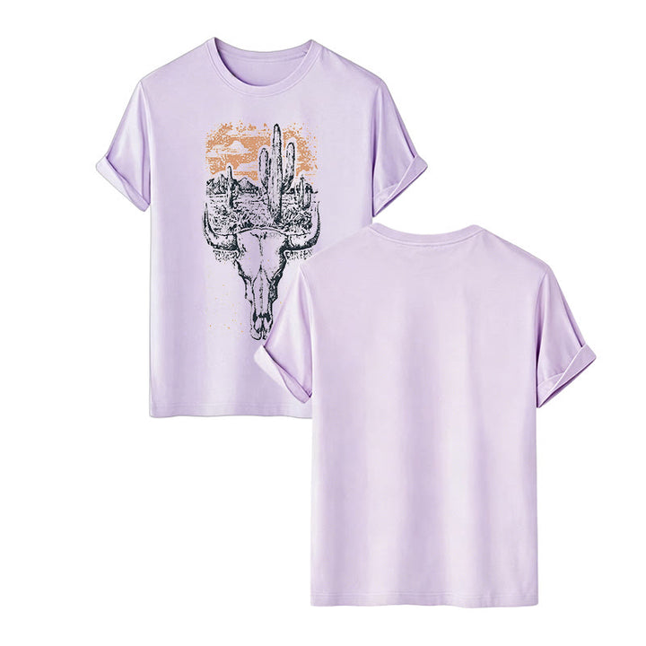 Badlands Vibes Longhorn Skull & Cactus Western T-shirt - Violet - 2XL - image 14