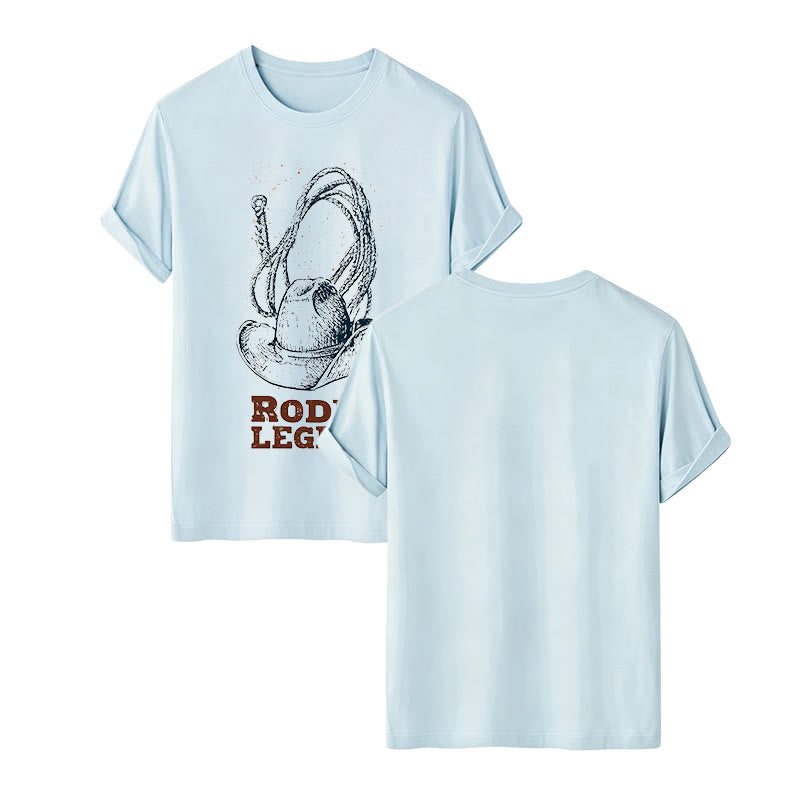 Cowboy Hat & Lasso Print Rodeo Legend Western T-shirt - Blue - 2XL - image 12