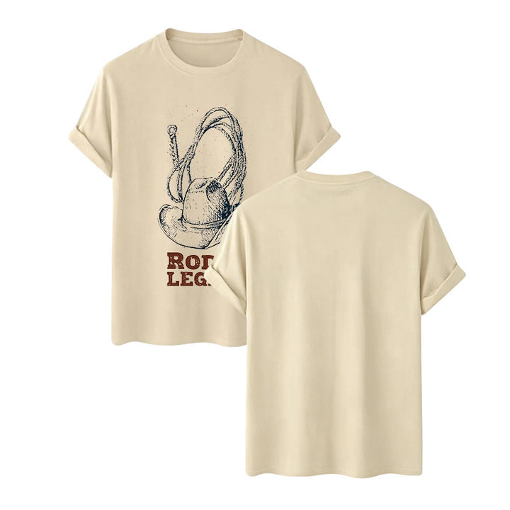 Cowboy Hat & Lasso Print Rodeo Legend Western T-shirt - Beige - 2XL - image 9