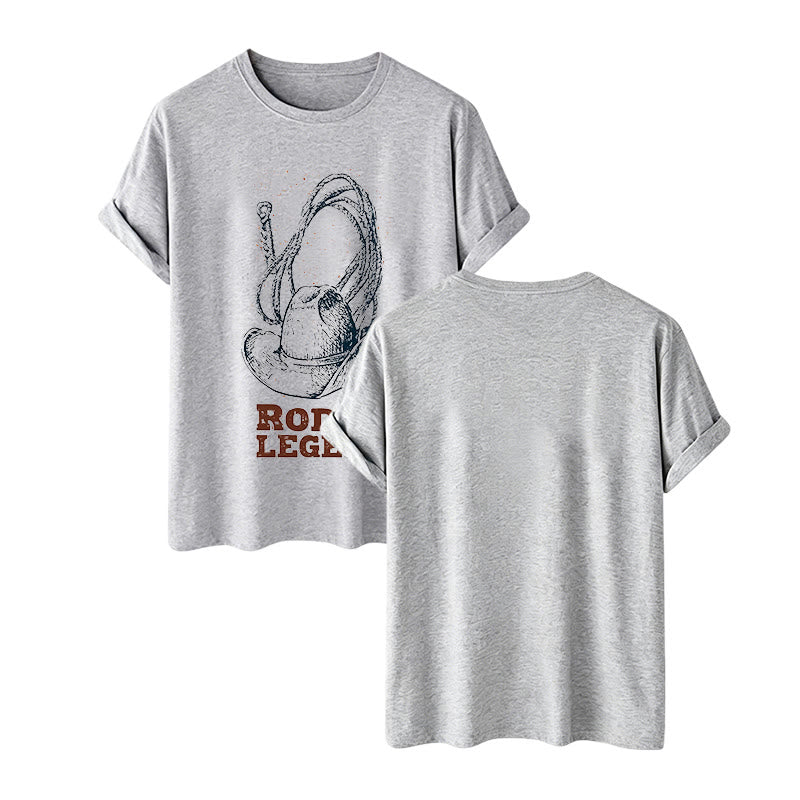 Cowboy Hat & Lasso Print Rodeo Legend Western T-shirt - Gray - 2XL - image 11