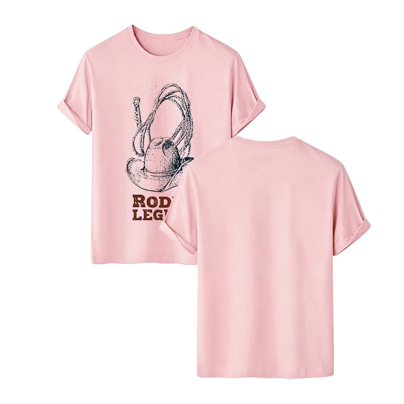 Cowboy Hat & Lasso Print Rodeo Legend Western T-shirt - Pink - 2XL - image 10