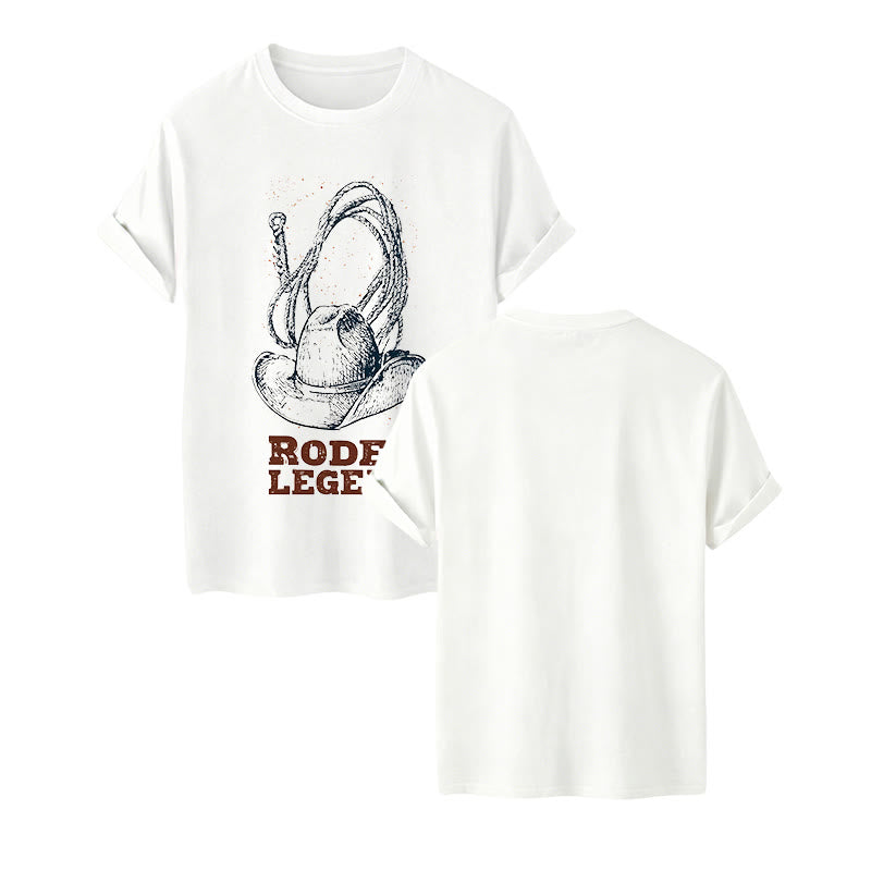 Cowboy Hat & Lasso Print Rodeo Legend Western T-shirt - White - 2XL - image 8