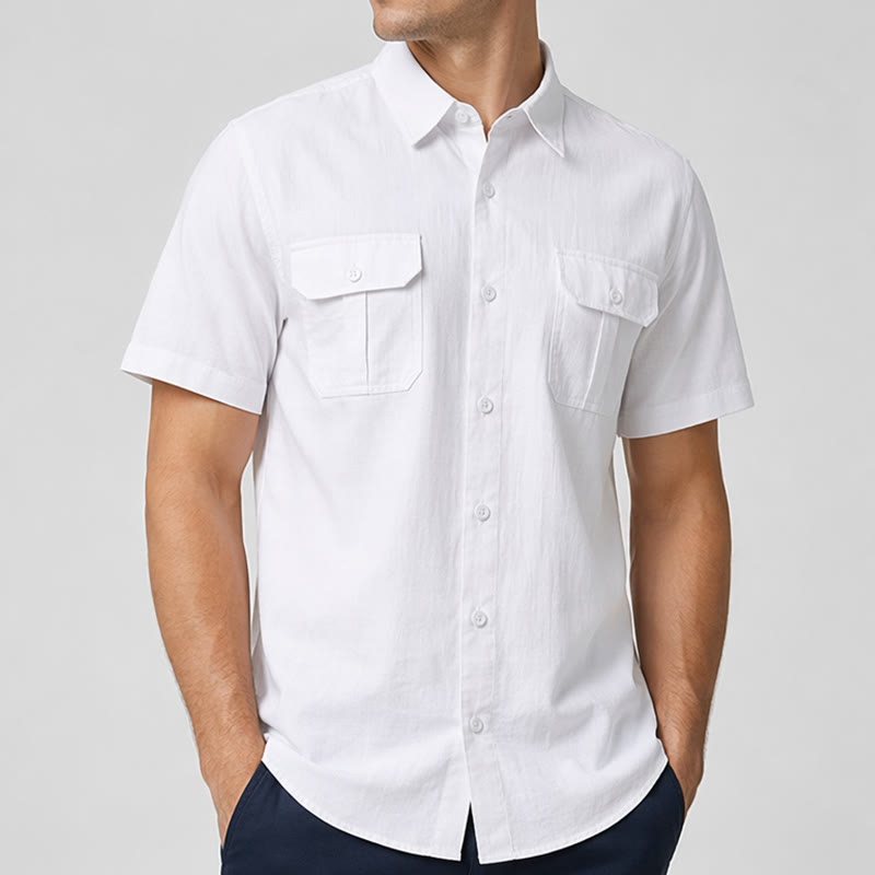 Men's Solid Color Daily Office Casual Pure Cotton Shirts - image 2