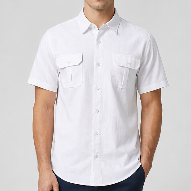 Men's Solid Color Daily Office Casual Pure Cotton Shirts - image 1