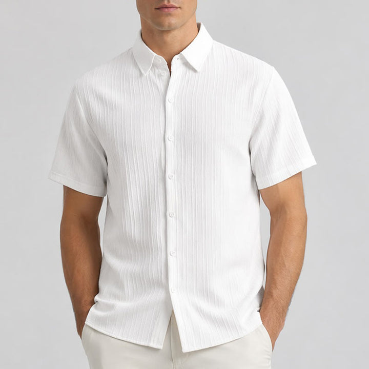 Men's Cotton Linen Striped Jacquard Casual Shirt - image 1