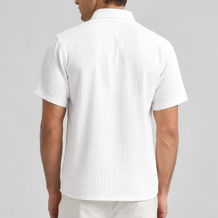 Men's Cotton Linen Striped Jacquard Casual Shirt - image 3