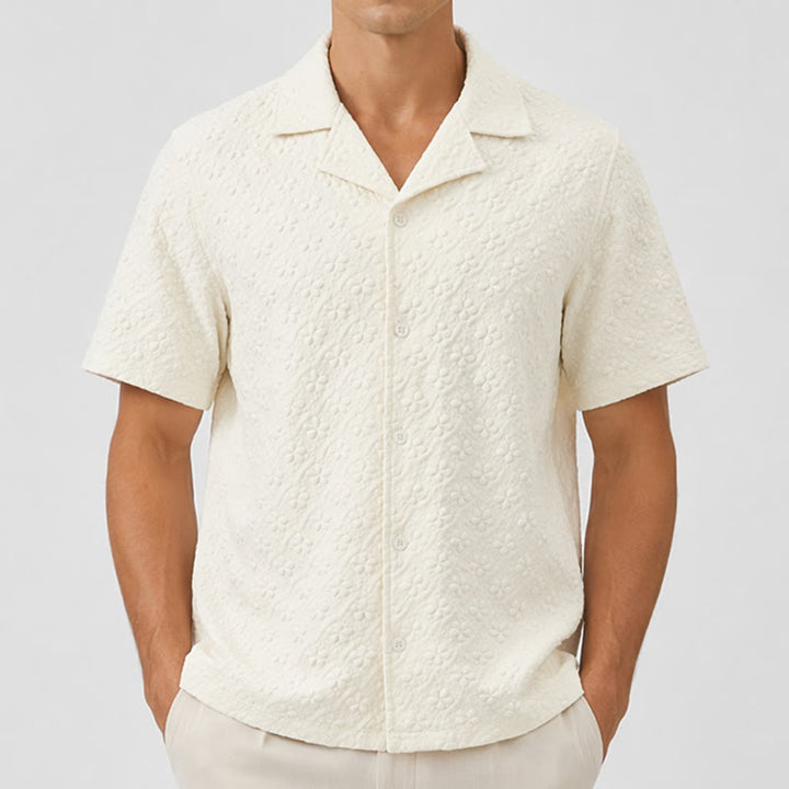 Men's Light Mature Casual Cuban Collar Polyester Shirt - image 1