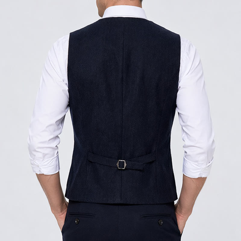 Men's American Vintage Herringbone Wrinkle Resistant Suit Vest - image 3