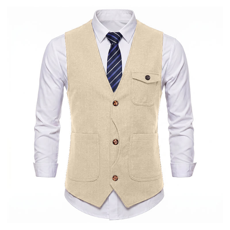 Men's American Vintage Herringbone Wrinkle Resistant Suit Vest - image 31