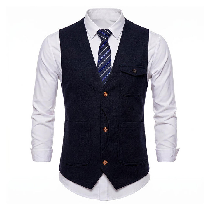 Men's American Vintage Herringbone Wrinkle Resistant Suit Vest - image 23