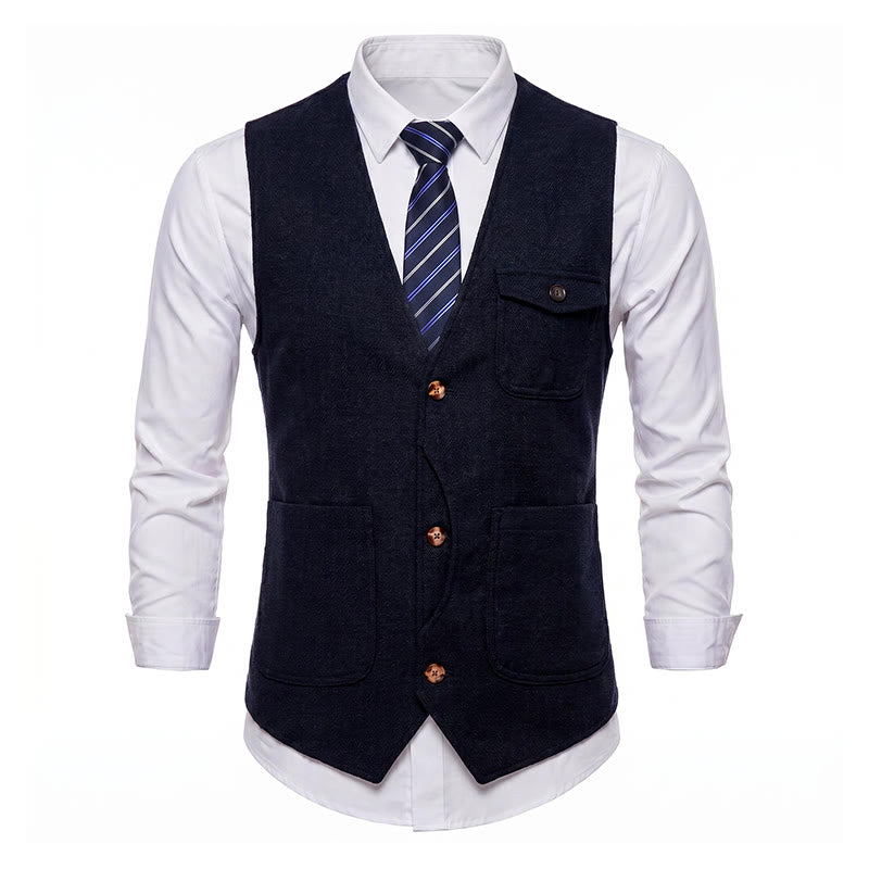 Men's American Vintage Herringbone Wrinkle Resistant Suit Vest - image 23