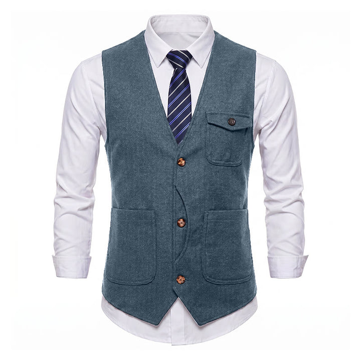 Men's American Vintage Herringbone Wrinkle Resistant Suit Vest - image 35