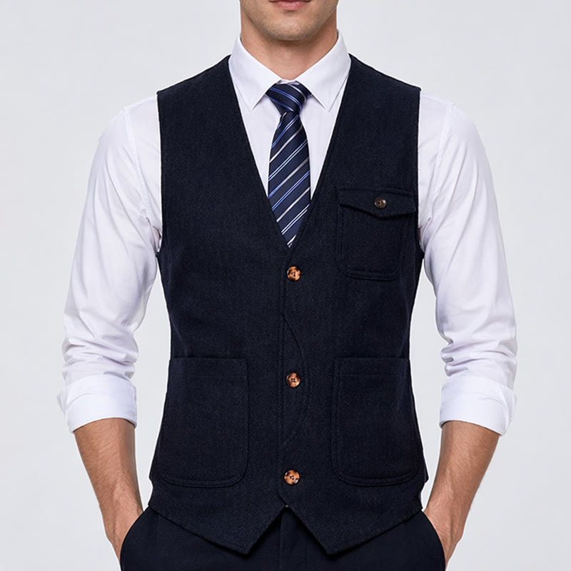 Men's American Vintage Herringbone Wrinkle Resistant Suit Vest - image 1