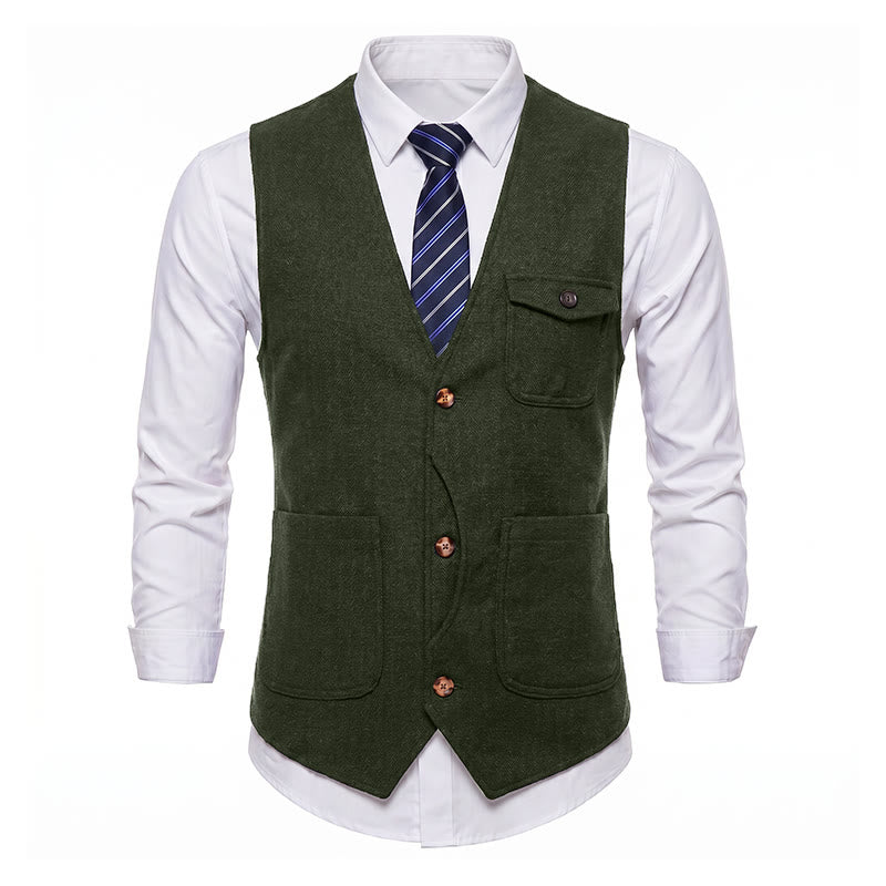 Men's American Vintage Herringbone Wrinkle Resistant Suit Vest - image 33