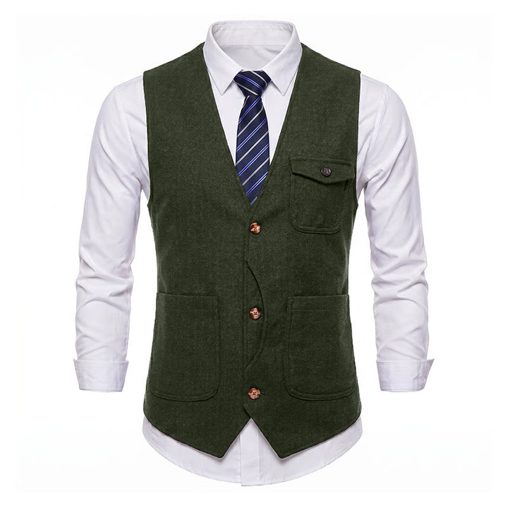 Men's American Vintage Herringbone Wrinkle Resistant Suit Vest - image 33