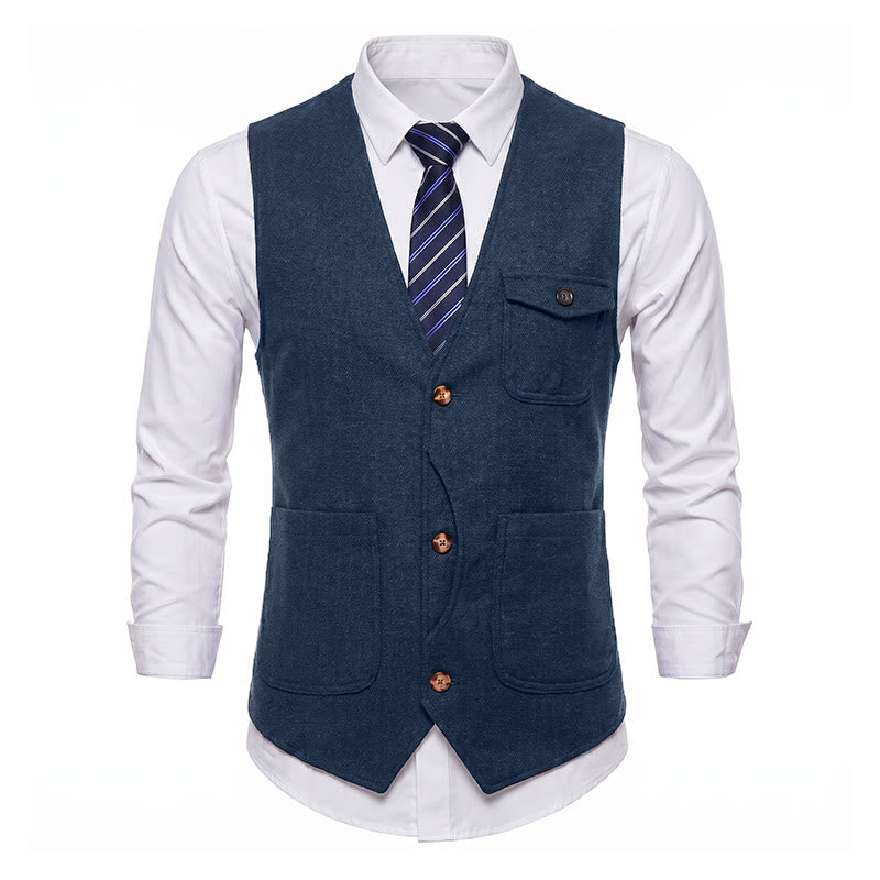 Men's American Vintage Herringbone Wrinkle Resistant Suit Vest - image 38