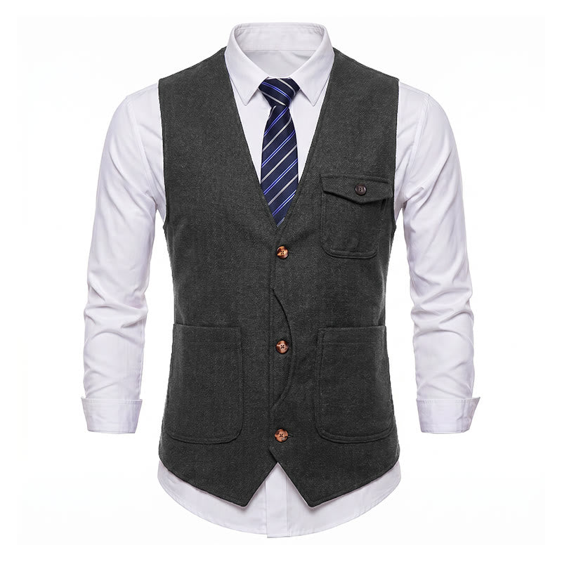 Men's American Vintage Herringbone Wrinkle Resistant Suit Vest - image 26