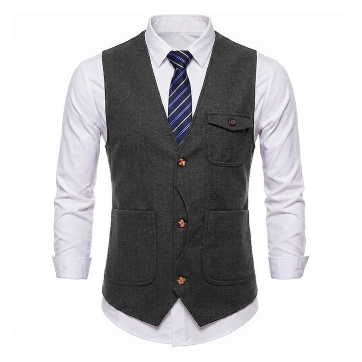 Men's American Vintage Herringbone Wrinkle Resistant Suit Vest - image 26