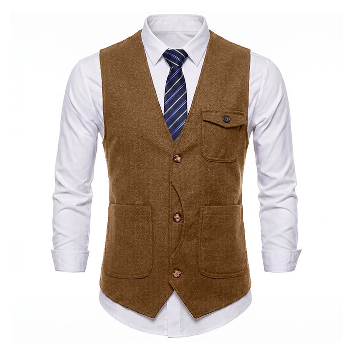 Men's American Vintage Herringbone Wrinkle Resistant Suit Vest - image 37