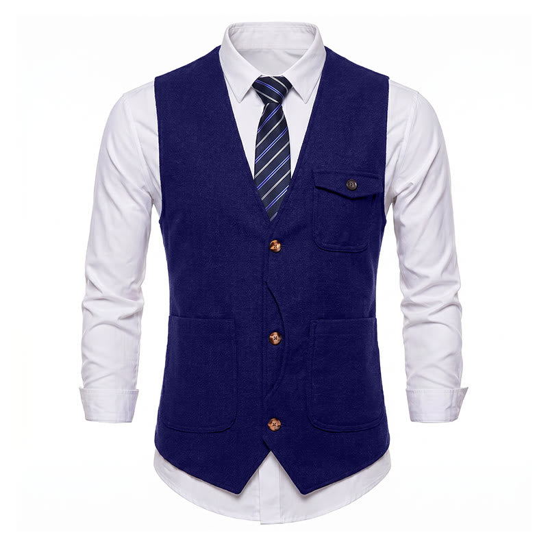 Men's American Vintage Herringbone Wrinkle Resistant Suit Vest - image 34