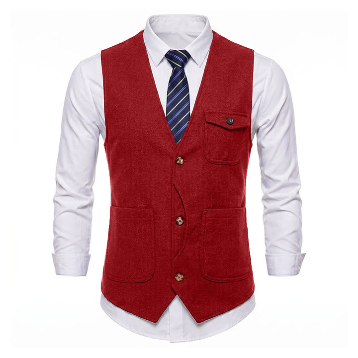 Men's American Vintage Herringbone Wrinkle Resistant Suit Vest - image 29
