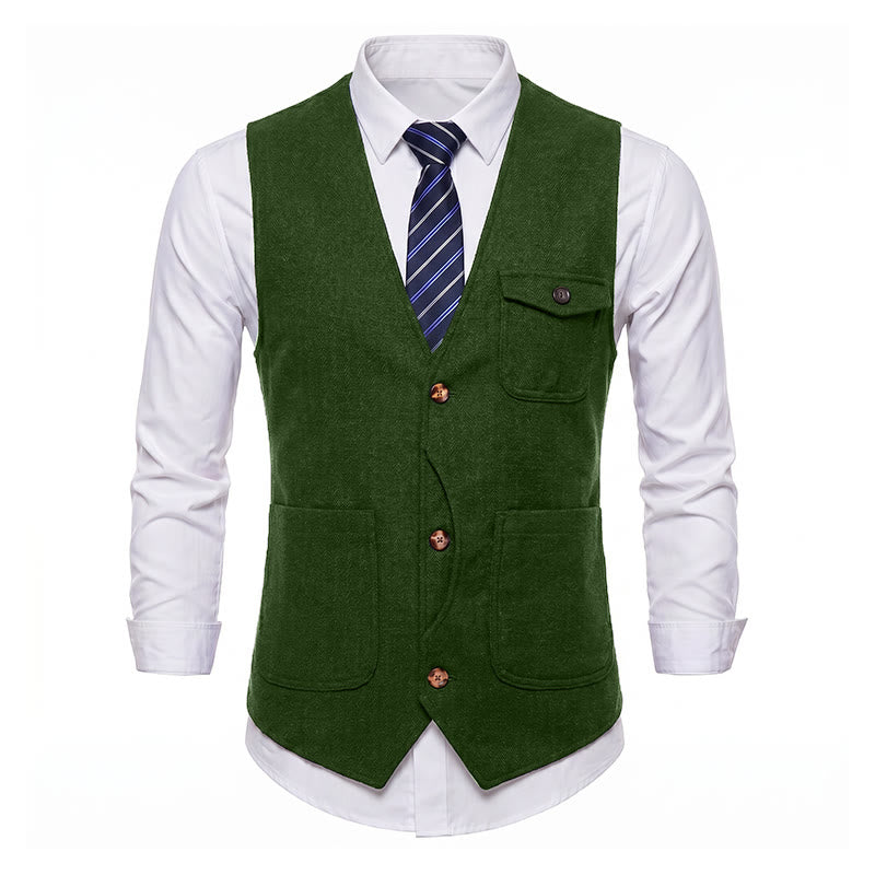 Men's American Vintage Herringbone Wrinkle Resistant Suit Vest - image 32