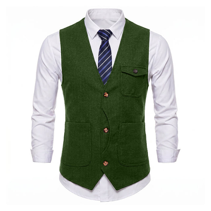 Men's American Vintage Herringbone Wrinkle Resistant Suit Vest - image 32