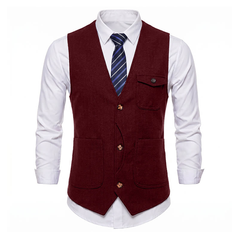 Men's American Vintage Herringbone Wrinkle Resistant Suit Vest - image 25