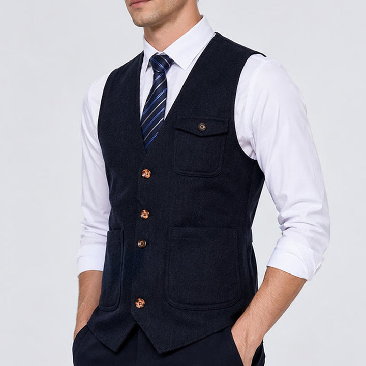 Men's American Vintage Herringbone Wrinkle Resistant Suit Vest - image 2