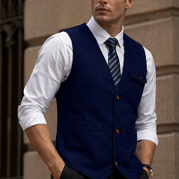 Men's American Vintage Herringbone Wrinkle Resistant Suit Vest - Royal Blue - 3XL - image 13