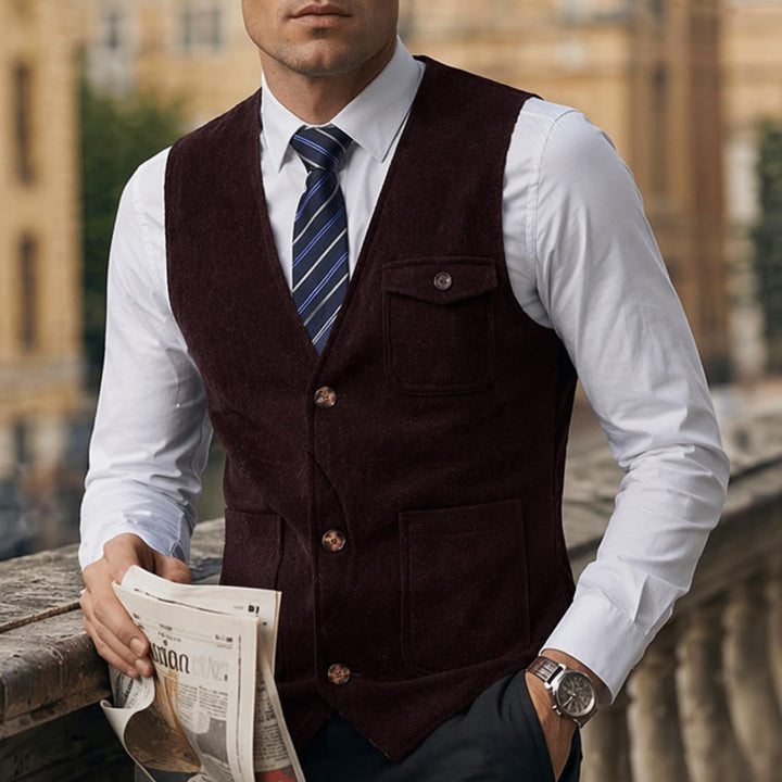 Men's American Vintage Herringbone Wrinkle Resistant Suit Vest - Wine - 3XL - image 4